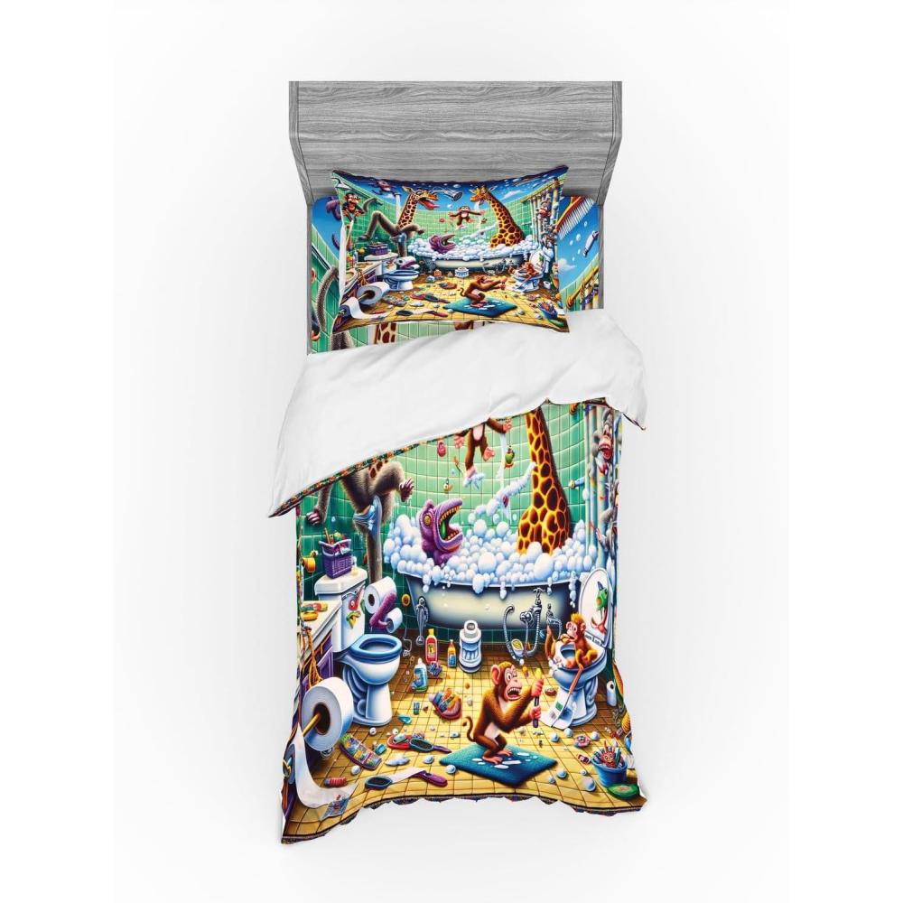 imageAmbesonne Floral Heart Bedding Set Tenderness of Romantic Garden Ivy Branches and Roses Valentines Day 3 Piece Duvet Cover Set with Sham and Fitted Sheet Twin XL Size Laurel Green and PinkSea Green Blue and Mustard