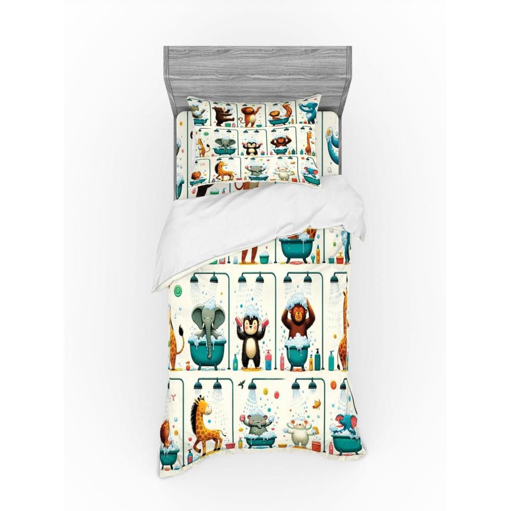 imageAmbesonne Floral Heart Bedding Set Tenderness of Romantic Garden Ivy Branches and Roses Valentines Day 3 Piece Duvet Cover Set with Sham and Fitted Sheet Twin XL Size Laurel Green and PinkTeal Burnt Orange Ivory