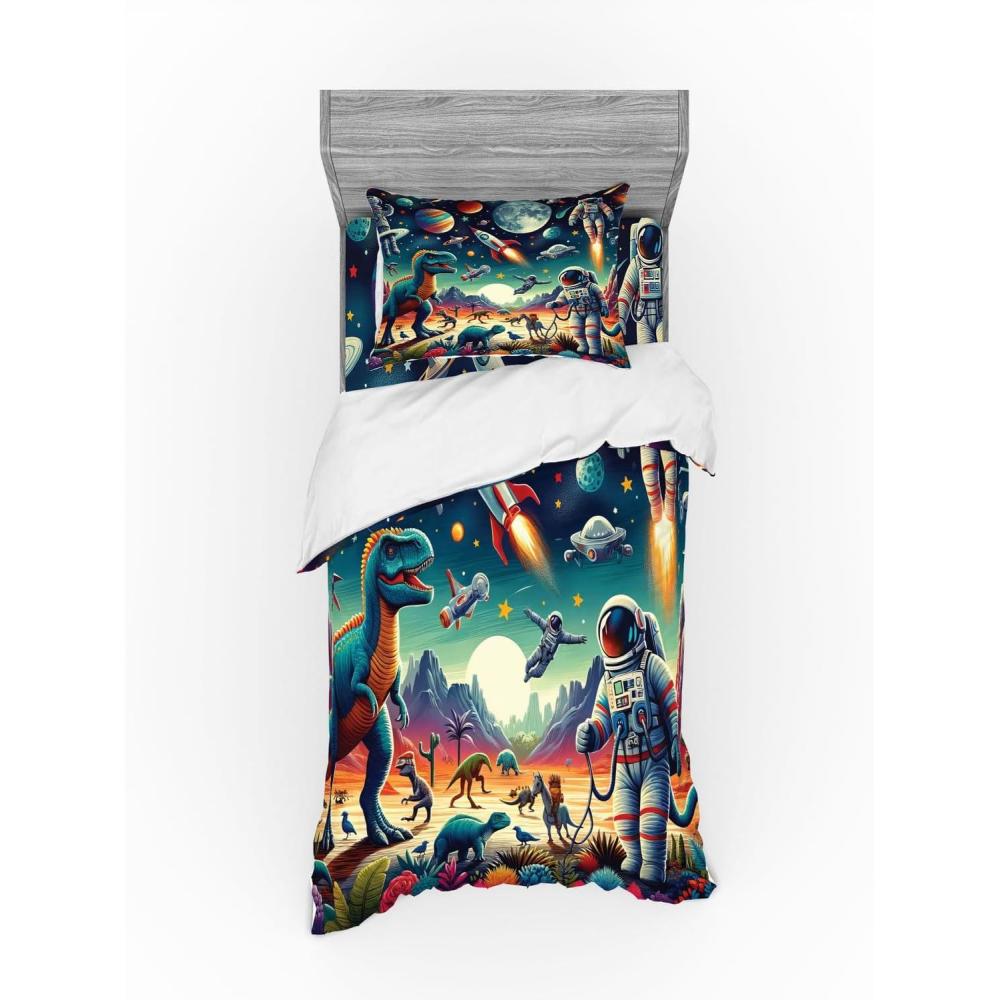 imageAmbesonne Floral Heart Bedding Set Tenderness of Romantic Garden Ivy Branches and Roses Valentines Day 3 Piece Duvet Cover Set with Sham and Fitted Sheet Twin XL Size Laurel Green and PinkMulticolor Teal Red