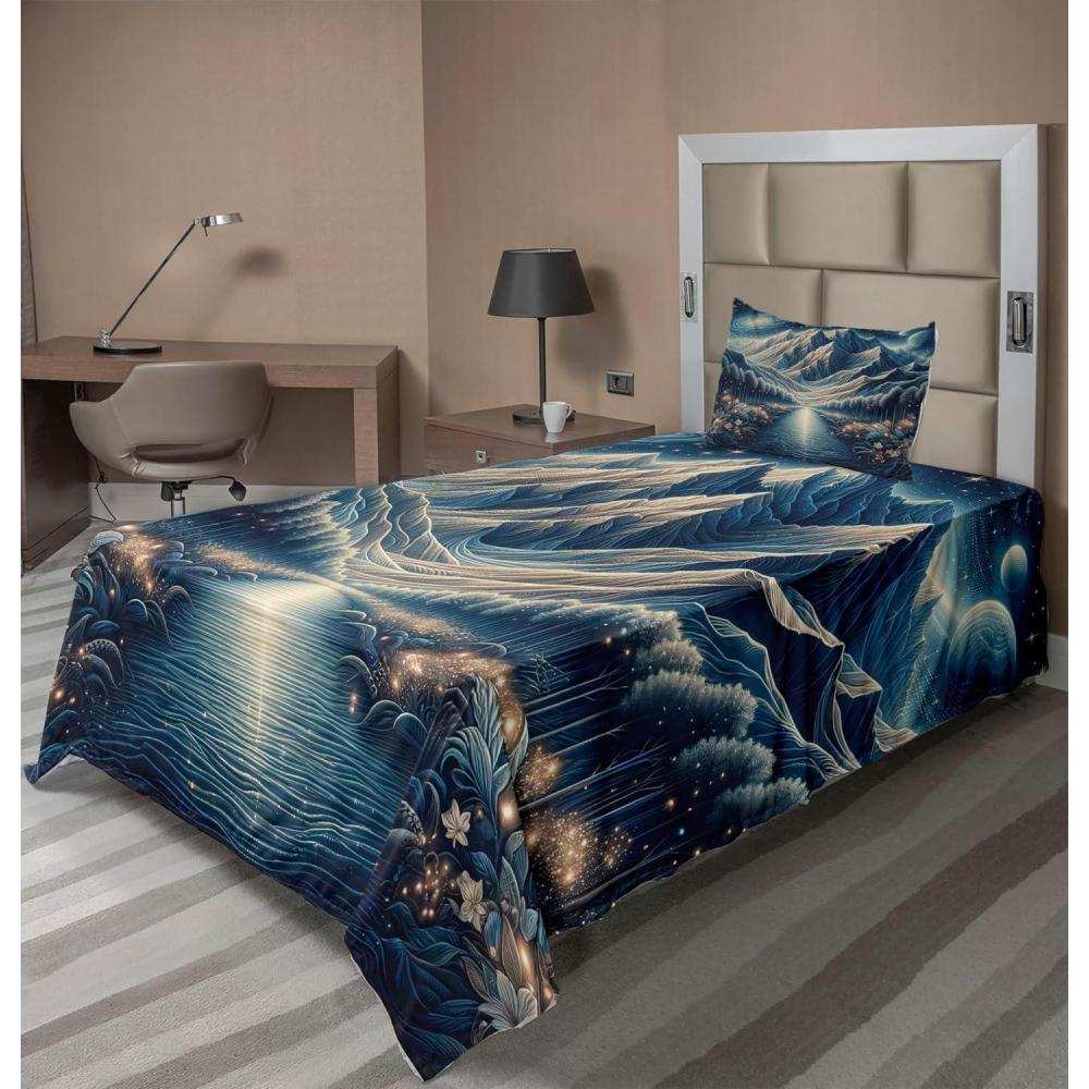 imageAmbesonne Floral Heart Sheet Set Tenderness of Romantic Garden Ivy Branches and Roses Valentines Day Fitted and Flat Sheet with Pillowcase Bedding Accent 3 Piece Set Twin Laurel Green and PinkNight Blue and Coconut