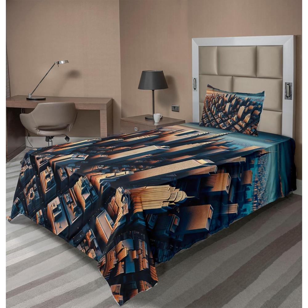 imageAmbesonne Floral Heart Sheet Set Tenderness of Romantic Garden Ivy Branches and Roses Valentines Day Fitted and Flat Sheet with Pillowcase Bedding Accent 3 Piece Set Twin Laurel Green and PinkBlue and Pale Cinnamon