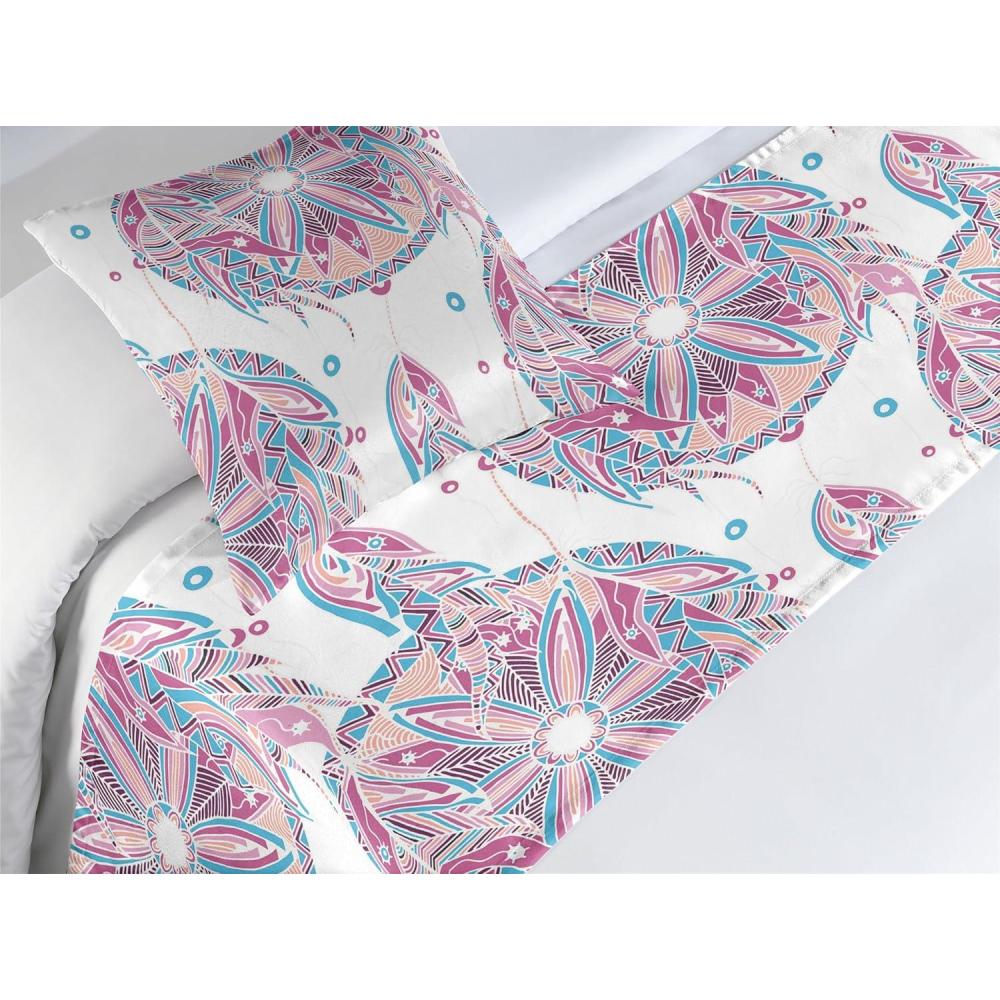 imageAmbesonne Garden Bed Runner Set Flowers Watercolor Splashes Valentine Romantic Theme Illustration Decorative Bedding Scarf and a Pillow Sham for Hotels Homes Twin Dark Pink Coral and BlushPastel Pink and Sky Blue
