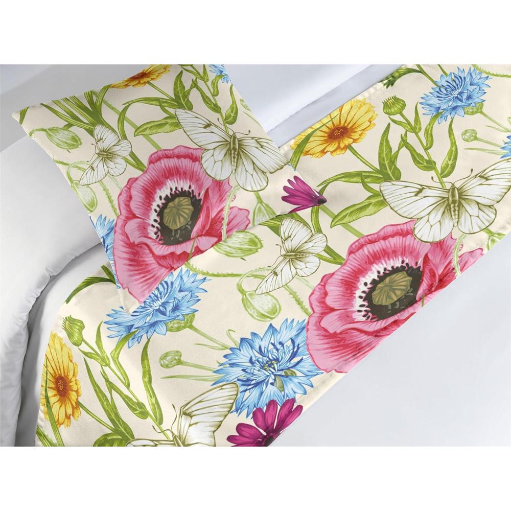 imageAmbesonne Garden Bed Runner Set Flowers Watercolor Splashes Valentine Romantic Theme Illustration Decorative Bedding Scarf and a Pillow Sham for Hotels Homes Twin Dark Pink Coral and BlushApple Green and Dark Pink