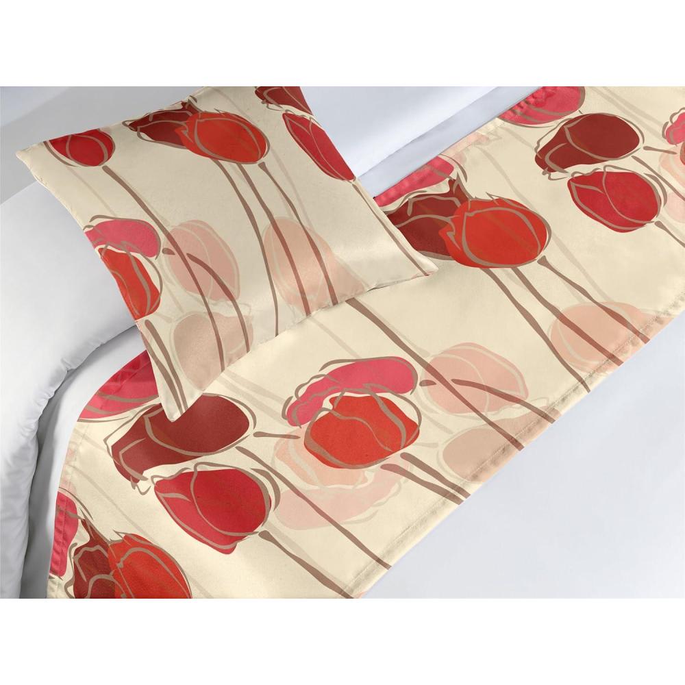 imageAmbesonne Garden Bed Runner Set Flowers Watercolor Splashes Valentine Romantic Theme Illustration Decorative Bedding Scarf and a Pillow Sham for Hotels Homes Twin Dark Pink Coral and BlushScarlet and Dark Coral