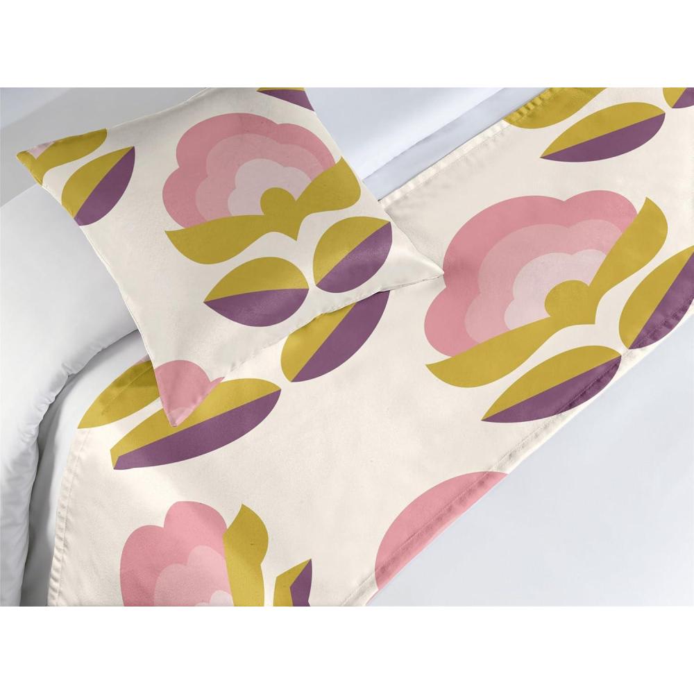 imageAmbesonne Garden Bed Runner Set Flowers Watercolor Splashes Valentine Romantic Theme Illustration Decorative Bedding Scarf and a Pillow Sham for Hotels Homes Twin Dark Pink Coral and BlushDark Yellow and Dried Rose