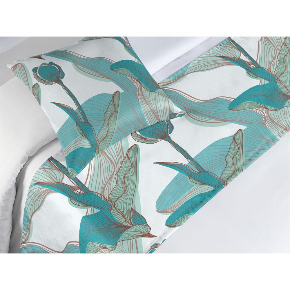imageAmbesonne Garden Bed Runner Set Flowers Watercolor Splashes Valentine Romantic Theme Illustration Decorative Bedding Scarf and a Pillow Sham for Hotels Homes Twin Dark Pink Coral and BlushPale Teal Cadet Blue