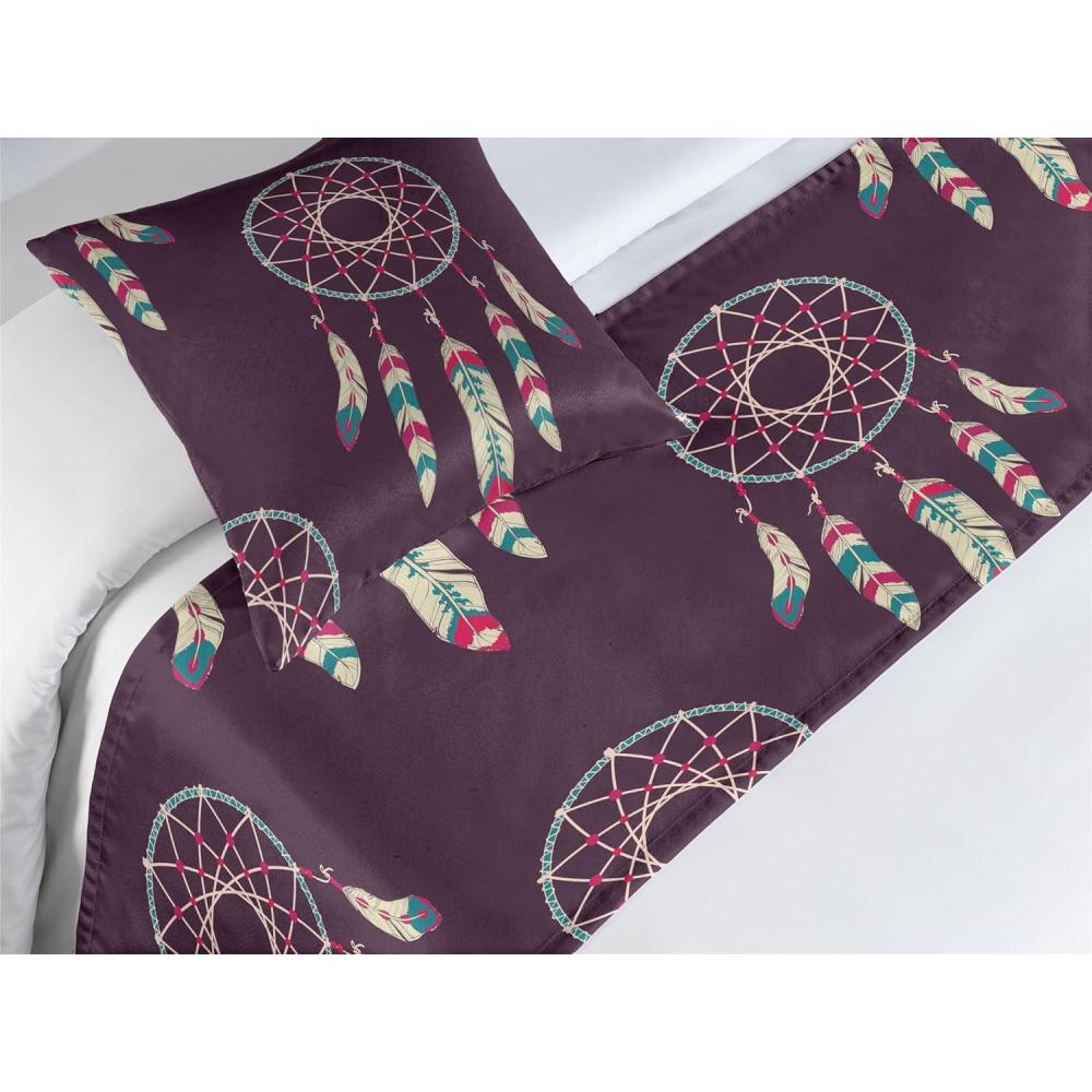 imageAmbesonne Garden Bed Runner Set Flowers Watercolor Splashes Valentine Romantic Theme Illustration Decorative Bedding Scarf and a Pillow Sham for Hotels Homes Twin Dark Pink Coral and BlushDark Purple and Teal
