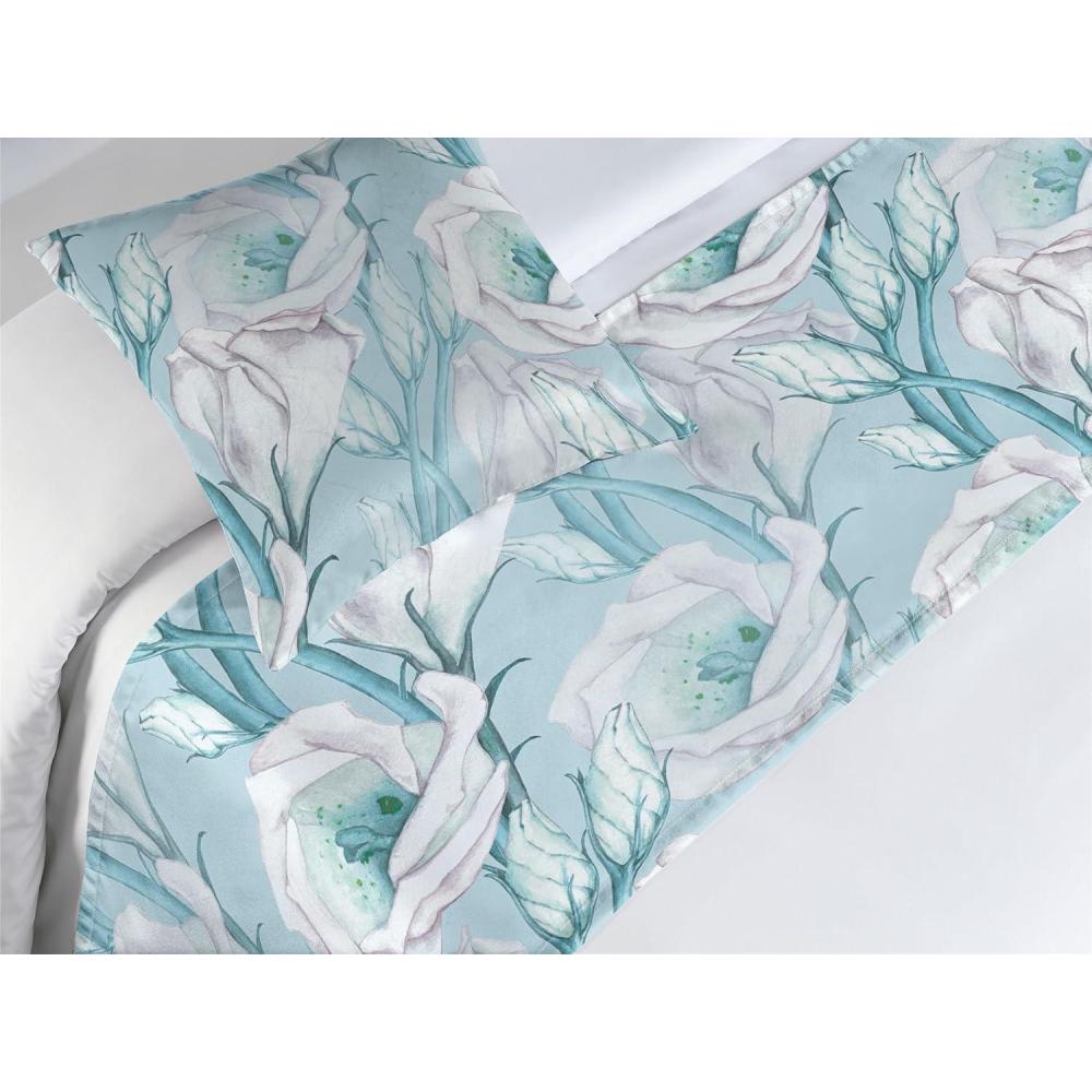 imageAmbesonne Garden Bed Runner Set Flowers Watercolor Splashes Valentine Romantic Theme Illustration Decorative Bedding Scarf and a Pillow Sham for Hotels Homes Twin Dark Pink Coral and BlushPale Azure Blue and Teal