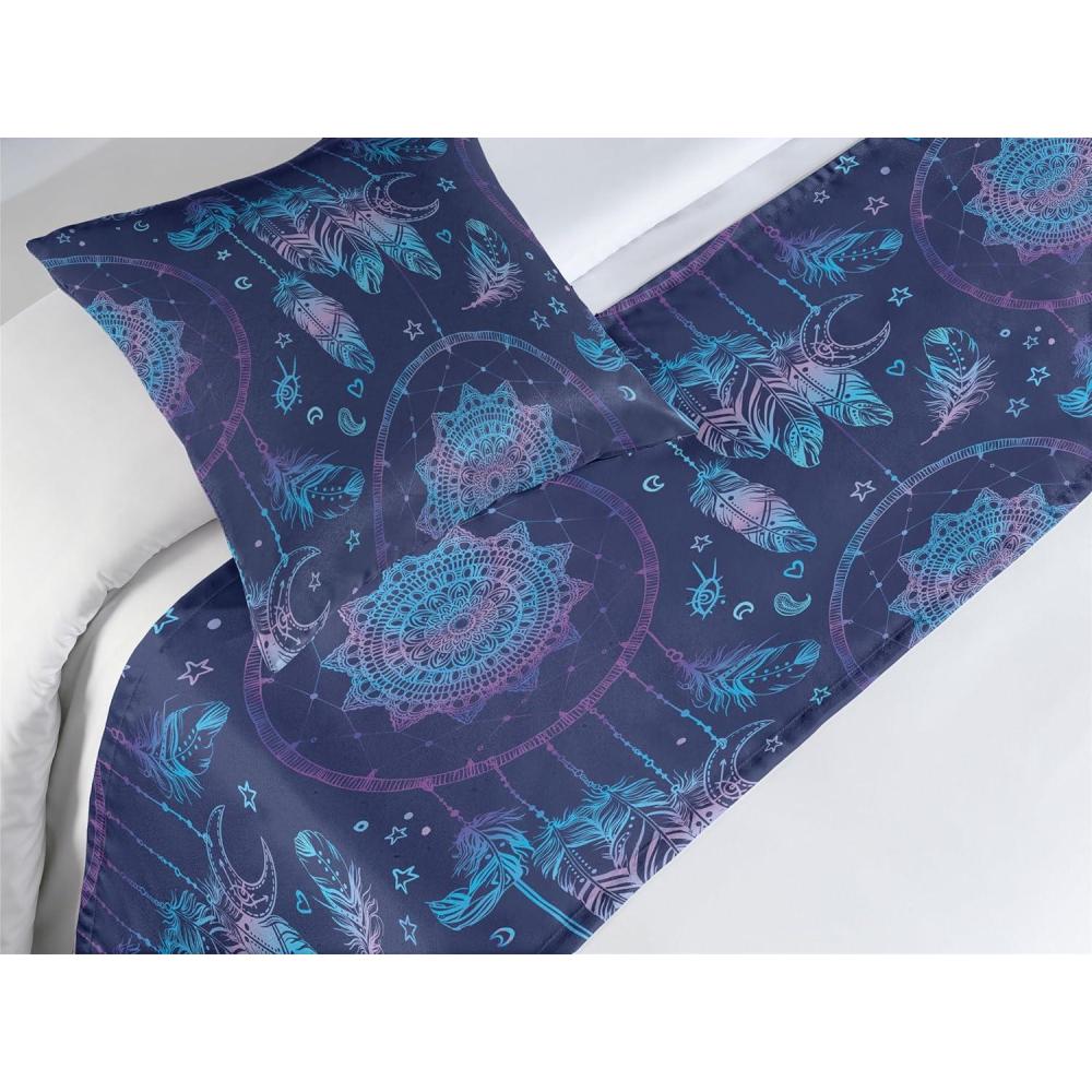 imageAmbesonne Garden Bed Runner Set Flowers Watercolor Splashes Valentine Romantic Theme Illustration Decorative Bedding Scarf and a Pillow Sham for Hotels Homes Twin Dark Pink Coral and BlushSky Blue and Dark Purple