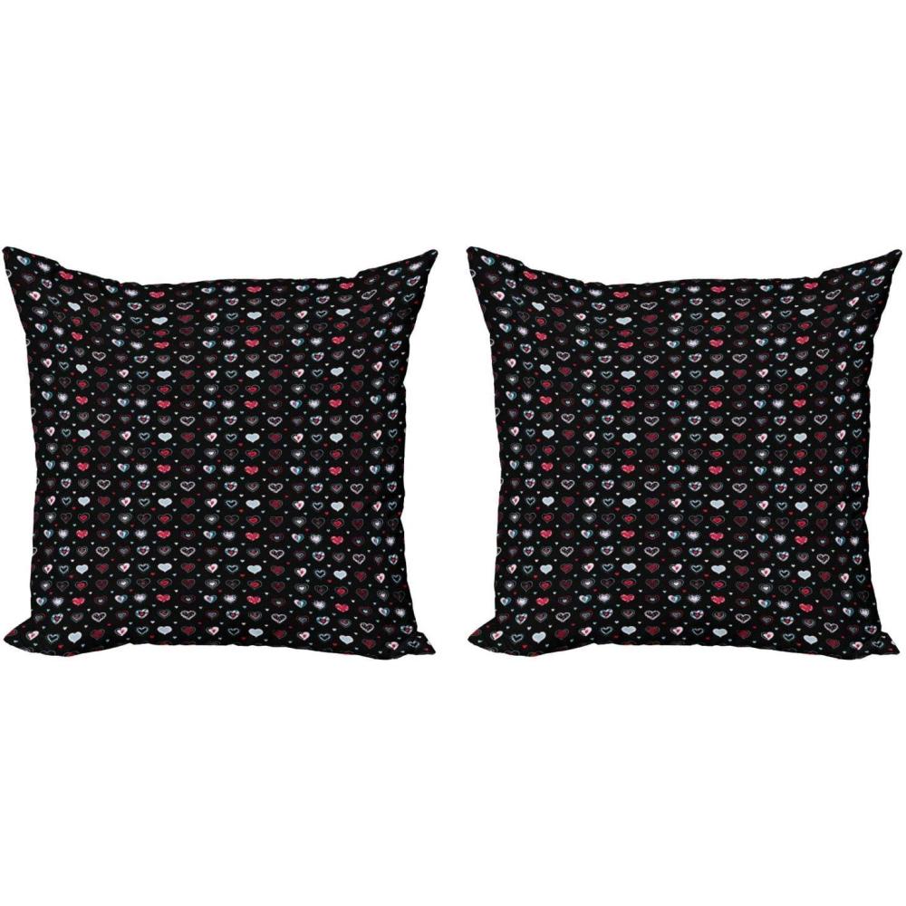 imageAmbesonne Love Throw Pillow Cushion Cover Pack of 2 Valentines Day Themeds Love Hand Drawn Heart Pattern Wedding Inspired Zippered DoubleSide Digital Print Decor 20 Multicolor18 x 18 Pack of 2