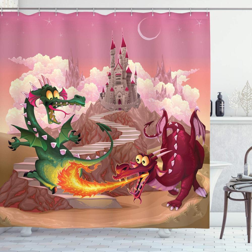 imageAmbesonne Owls Shower Curtain Owl Cartoon Pattern Feminine Soft Colors Happy Springtime Cloth Fabric Bathroom Decor Set with Hooks 69 W x 70 L Rose Pale Yellow PurpleGreen and Pink