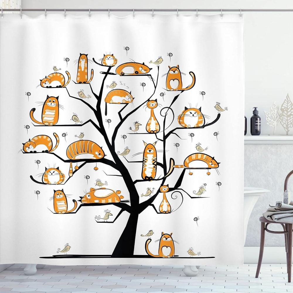imageAmbesonne Owls Shower Curtain Owl Cartoon Pattern Feminine Soft Colors Happy Springtime Cloth Fabric Bathroom Decor Set with Hooks 69 W x 70 L Rose Pale Yellow PurpleAmber White