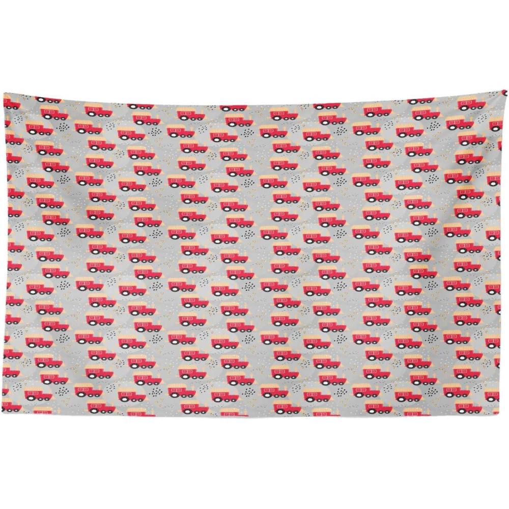 imageAmbesonne Transportation Tapestry Cartoon Train Motifs Childish Locomotives and Hearts Shapes Fabric Wall Hanging Decor for Bedroom Living Room Dorm 28 X 23 Dark Coral Peach45L x 30W