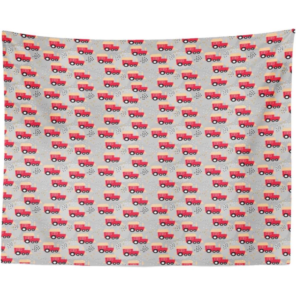 imageAmbesonne Transportation Tapestry Cartoon Train Motifs Childish Locomotives and Hearts Shapes Fabric Wall Hanging Decor for Bedroom Living Room Dorm 28 X 23 Dark Coral Peach28L x 23W