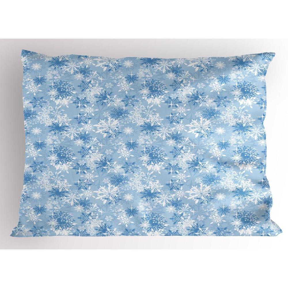 imageAmbesonne Valentines Day Pillow Sham Set of 2 Jumping Reindeer Leaving a Starry Trace Behind Popular Christmas Character Quality Microfiber Bedding Item for All Seasons 26 x 20 White RedPale Blue White