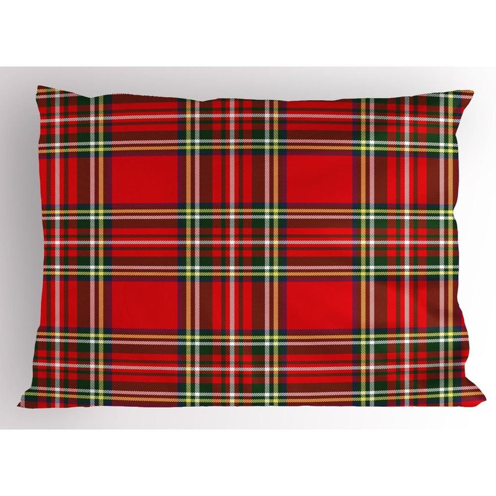 imageAmbesonne Valentines Day Pillow Sham Set of 2 Jumping Reindeer Leaving a Starry Trace Behind Popular Christmas Character Quality Microfiber Bedding Item for All Seasons 26 x 20 White RedDark Coral Emerald