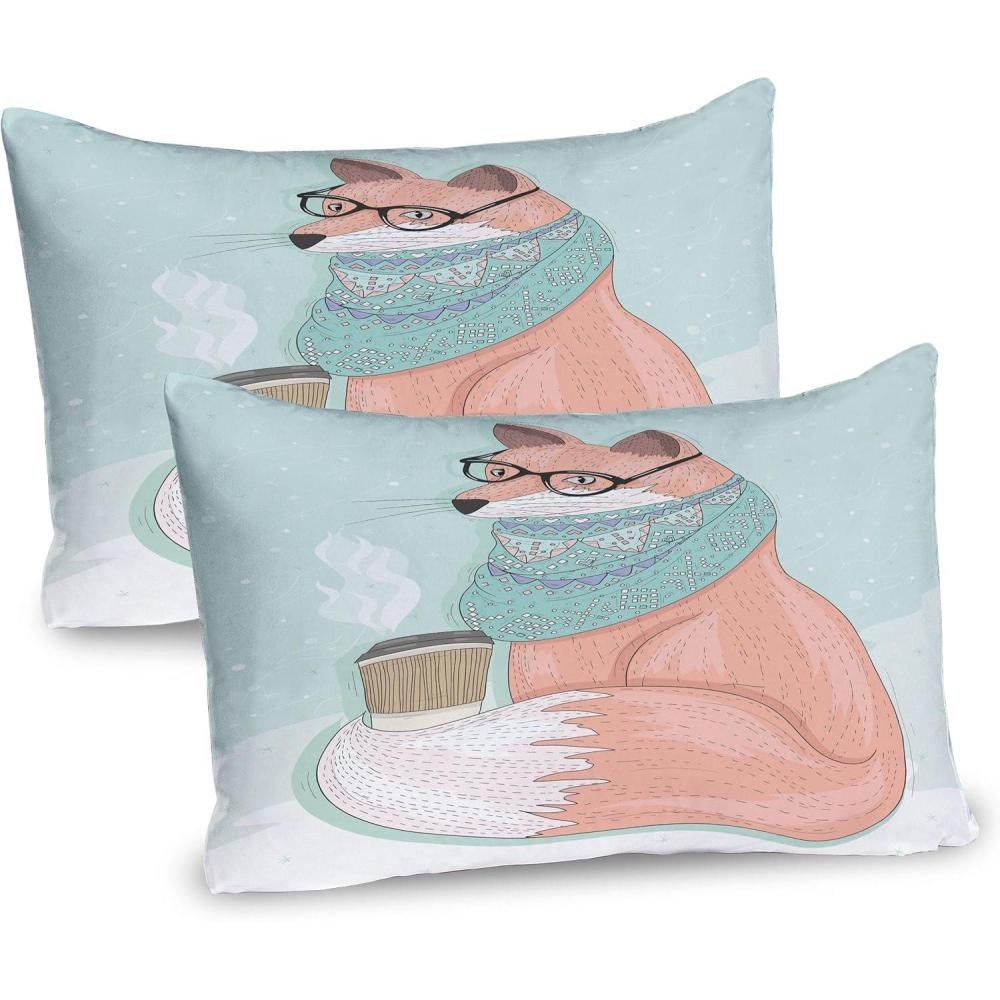 imageAmbesonne Valentines Day Pillow Sham Set of 2 Jumping Reindeer Leaving a Starry Trace Behind Popular Christmas Character Quality Microfiber Bedding Item for All Seasons 26 x 20 White RedCoral Mint