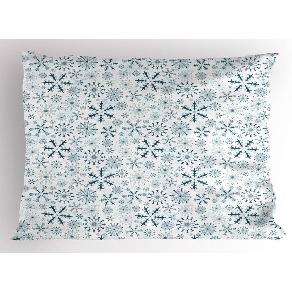 imageAmbesonne Valentines Day Pillow Sham Set of 2 Jumping Reindeer Leaving a Starry Trace Behind Popular Christmas Character Quality Microfiber Bedding Item for All Seasons 26 x 20 White RedTeal White