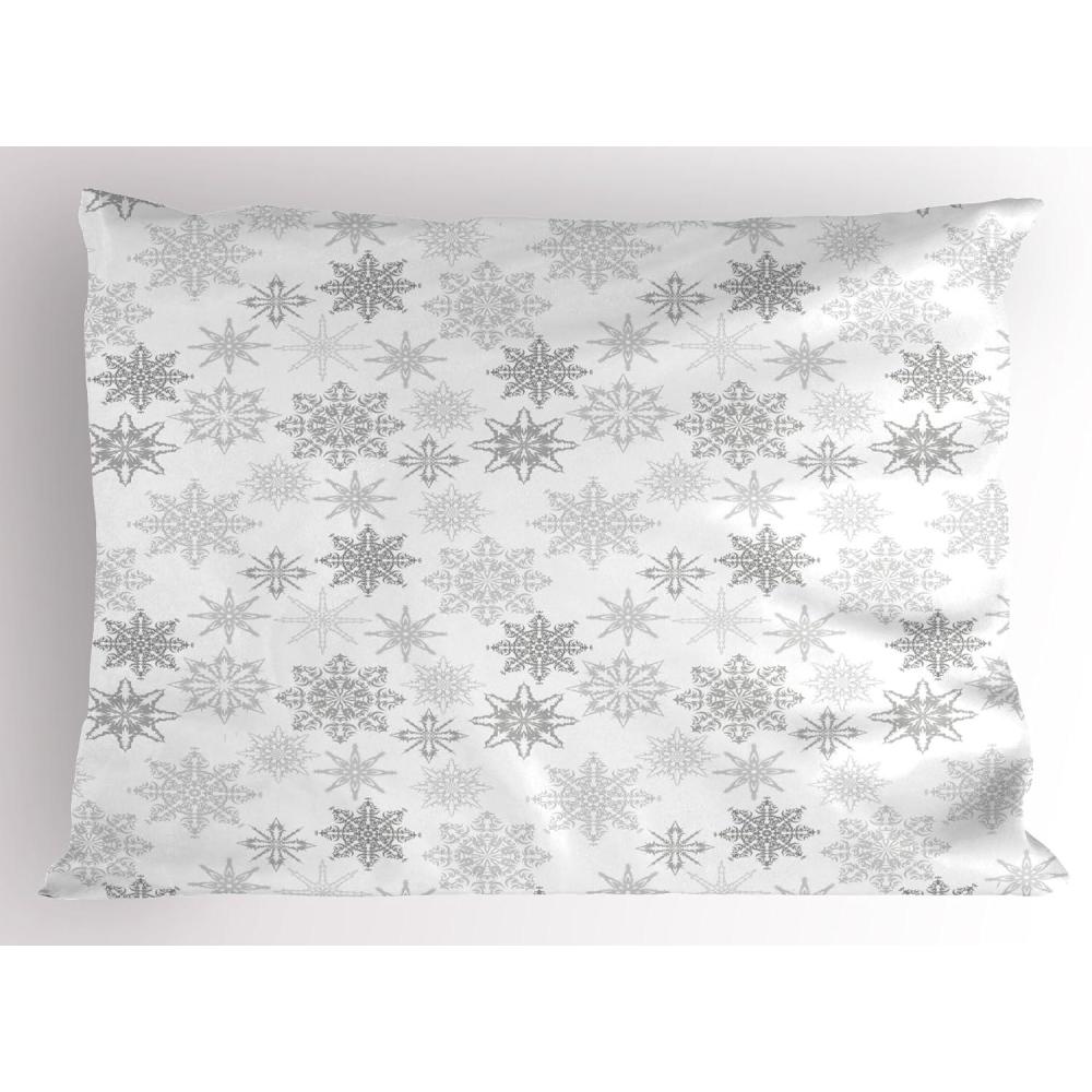 imageAmbesonne Valentines Day Pillow Sham Set of 2 Jumping Reindeer Leaving a Starry Trace Behind Popular Christmas Character Quality Microfiber Bedding Item for All Seasons 26 x 20 White RedGrey White