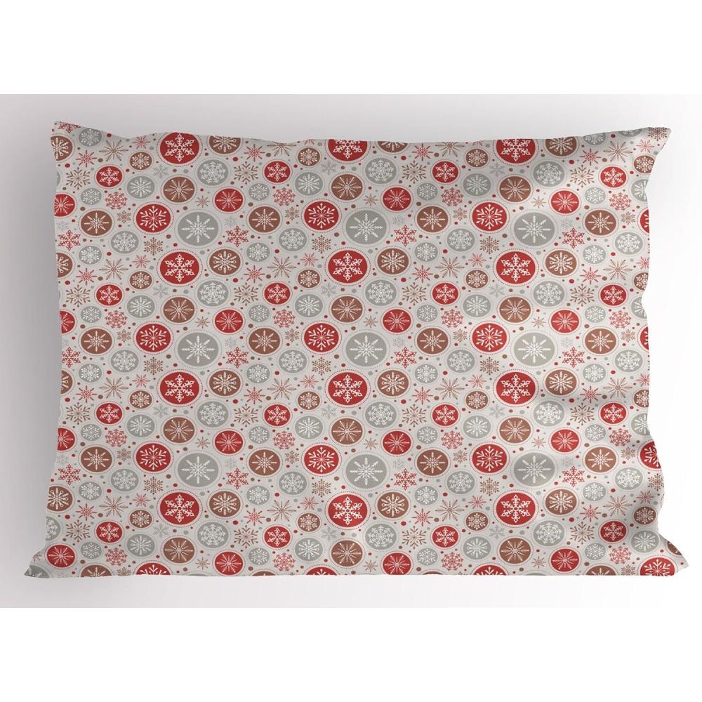 imageAmbesonne Valentines Day Pillow Sham Set of 2 Jumping Reindeer Leaving a Starry Trace Behind Popular Christmas Character Quality Microfiber Bedding Item for All Seasons 26 x 20 White RedRuby Pale Grey