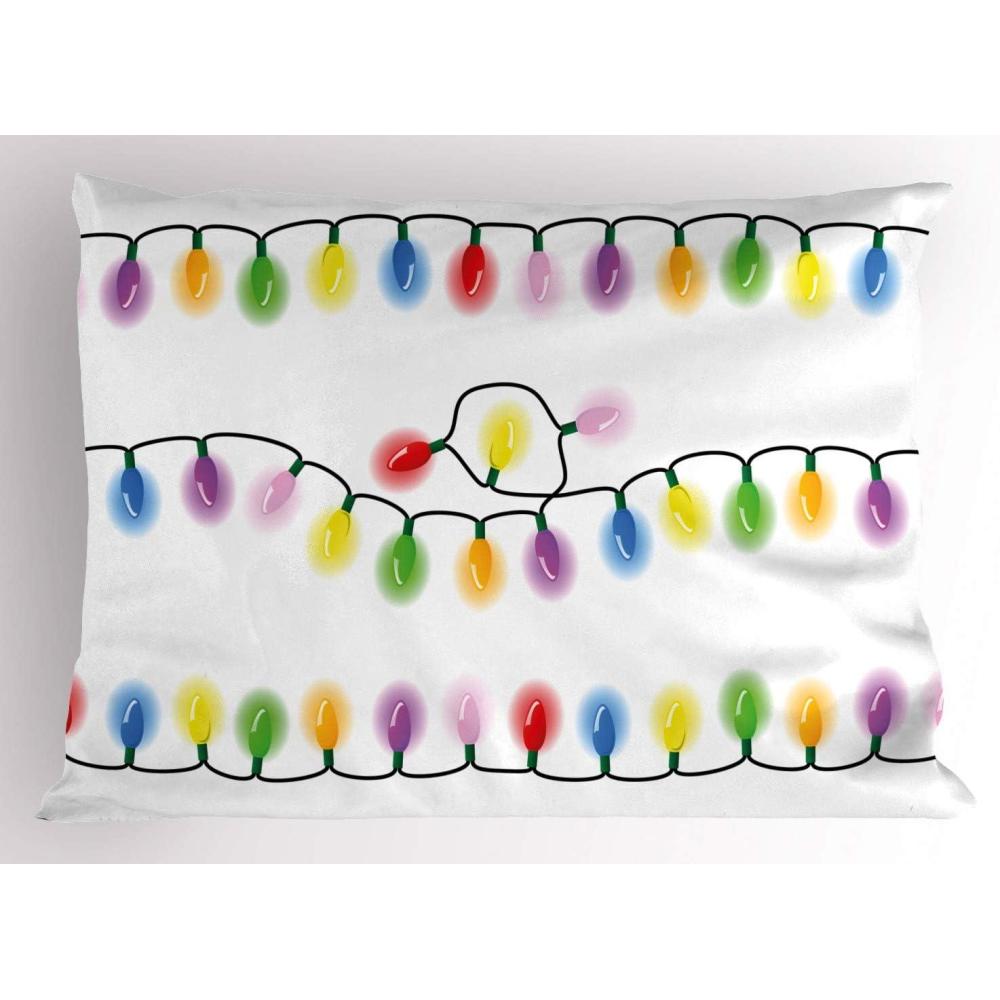 imageAmbesonne Valentines Day Pillow Sham Set of 2 Jumping Reindeer Leaving a Starry Trace Behind Popular Christmas Character Quality Microfiber Bedding Item for All Seasons 26 x 20 White RedMulticolor White