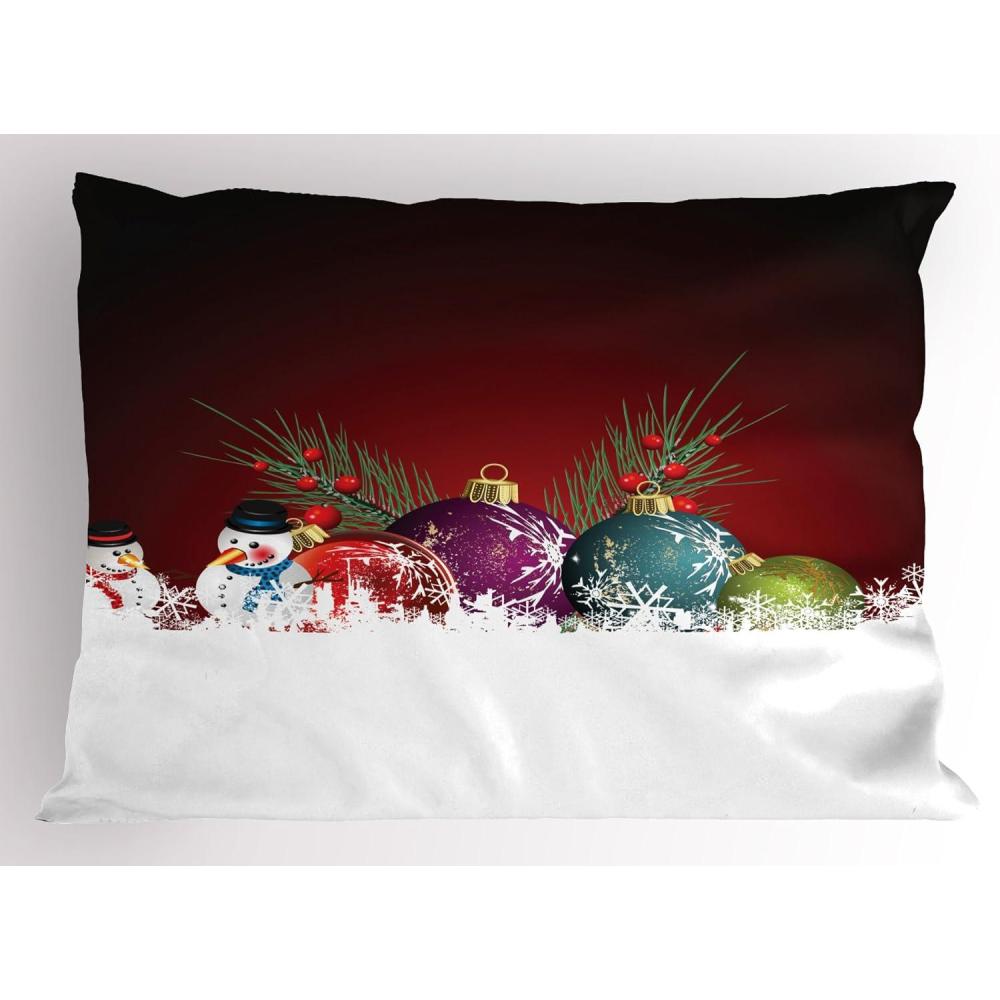 imageAmbesonne Valentines Day Pillow Sham Set of 2 Jumping Reindeer Leaving a Starry Trace Behind Popular Christmas Character Quality Microfiber Bedding Item for All Seasons 26 x 20 White RedRuby White