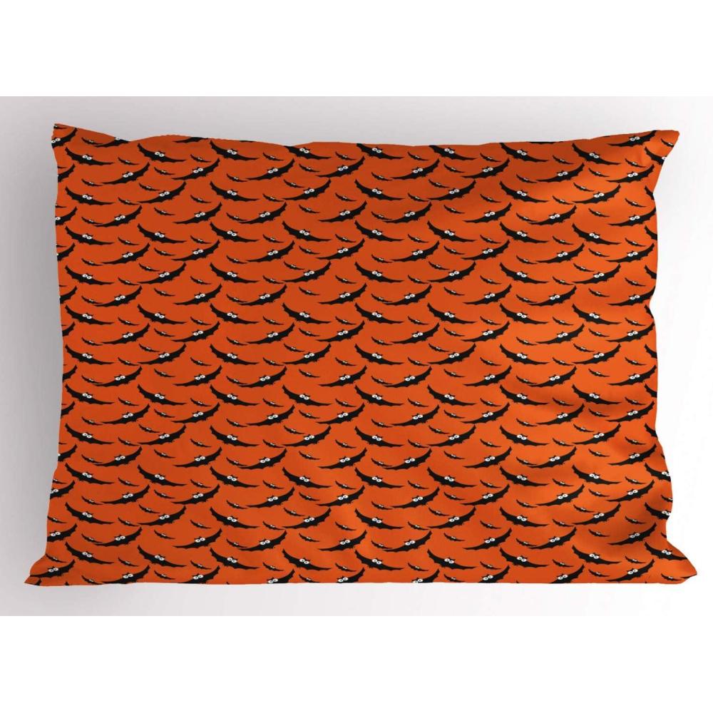 imageAmbesonne Valentines Day Pillow Sham Set of 2 Jumping Reindeer Leaving a Starry Trace Behind Popular Christmas Character Quality Microfiber Bedding Item for All Seasons 26 x 20 White RedBurnt Orange Charcoal Grey and White