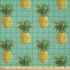 Ambesonne Adventure Cartoon Fabric by The Yard, Popular Travel Destinations Passport Stamp Motifs of Countries and Cities, Microfiber Fabric for Arts and Crafts Textiles & Decor, 1 Yard, Teal Orange(Turquoise Yellow)