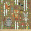Ambesonne Adventure Cartoon Fabric by The Yard, Popular Travel Destinations Passport Stamp Motifs of Countries and Cities, Microfiber Fabric for Arts and Crafts Textiles & Decor, 1 Yard, Teal Orange(Pale Brown)