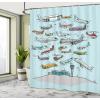 Ambesonne Airplane Shower Curtain, Planes Fying in Air Aviation Love Airport Helicopters and Jets Cartoon Style Print, Cloth Fabric Bathroom Decor Set with Hooks, 69″ W x 70″ L, Multicolor Pale Grey