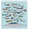 Ambesonne Airplane Shower Curtain, Planes Fying in Air Aviation Love Airport Helicopters and Jets Cartoon Style Print, Cloth Fabric Bathroom Decor Set with Hooks, 69″ W x 70″ L, Multicolor Pale Grey