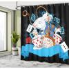 Ambesonne Alice in Wonderland Shower Curtain, Rabbit Motion Cups Hearts and Flower Character Alice Cartoon Style, Cloth Fabric Bathroom Decor Set with Hooks, 69″ W x 75″ L, Dark Blue Charcoal Grey