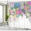 Ambesonne Cactus Shower Curtain, Cacti Spikes Flowers Birds Cartoon Style Vintage Like Colored Art, Cloth Fabric Bathroom Decor Set with Hooks, 69″ W x 84″ L, Green and Blue(White Violet)