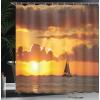 Ambesonne Cactus Shower Curtain, Cacti Spikes Flowers Birds Cartoon Style Vintage Like Colored Art, Cloth Fabric Bathroom Decor Set with Hooks, 69″ W x 84″ L, Green and Blue(Marigold Dark Orange)