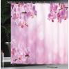 Ambesonne Cactus Shower Curtain, Cacti Spikes Flowers Birds Cartoon Style Vintage Like Colored Art, Cloth Fabric Bathroom Decor Set with Hooks, 69″ W x 84″ L, Green and Blue(Pink)
