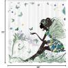 Ambesonne Cactus Shower Curtain, Cacti Spikes Flowers Birds Cartoon Style Vintage Like Colored Art, Cloth Fabric Bathroom Decor Set with Hooks, 69″ W x 84″ L, Green and Blue(Peacock Green)