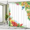 Ambesonne Cactus Shower Curtain, Cacti Spikes Flowers Birds Cartoon Style Vintage Like Colored Art, Cloth Fabric Bathroom Decor Set with Hooks, 69″ W x 84″ L, Green and Blue(Soft Blue Coral Green)