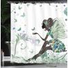 Ambesonne Cactus Shower Curtain, Cacti Spikes Flowers Birds Cartoon Style Vintage Like Colored Art, Cloth Fabric Bathroom Decor Set with Hooks, 69″ W x 84″ L, Green and Blue(Peacock Green)