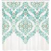 Ambesonne Cactus Shower Curtain, Cacti Spikes Flowers Birds Cartoon Style Vintage Like Colored Art, Cloth Fabric Bathroom Decor Set with Hooks, 69″ W x 84″ L, Green and Blue(Green Tan)