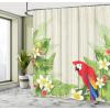 Ambesonne Cactus Shower Curtain, Cacti Spikes Flowers Birds Cartoon Style Vintage Like Colored Art, Cloth Fabric Bathroom Decor Set with Hooks, 69″ W x 84″ L, Green and Blue(Cream Green Red)