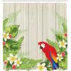 Ambesonne Cactus Shower Curtain, Cacti Spikes Flowers Birds Cartoon Style Vintage Like Colored Art, Cloth Fabric Bathroom Decor Set with Hooks, 69″ W x 84″ L, Green and Blue(Cream Green Red)