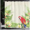 Ambesonne Cactus Shower Curtain, Cacti Spikes Flowers Birds Cartoon Style Vintage Like Colored Art, Cloth Fabric Bathroom Decor Set with Hooks, 69″ W x 84″ L, Green and Blue(Cream Green Red)