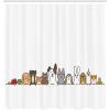 Ambesonne Cartoon Shower Curtain, Domestic Pets Various Animals with Funny Expressions Humorous Cartoon Style, Cloth Fabric Bathroom Decor Set with Hooks, 69″ W x 75″ L, Grey Salmon