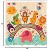 Ambesonne Cartoon Shower Curtain, Happy Animals Bear Lion Crocodile Birds on Rainbow Drawing Effect, Cloth Fabric Bathroom Decor Set with Hooks, 69″ W x 70″ L, Orange Green
