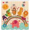 Ambesonne Cartoon Shower Curtain, Happy Animals Bear Lion Crocodile Birds on Rainbow Drawing Effect, Cloth Fabric Bathroom Decor Set with Hooks, 69″ W x 70″ L, Orange Green