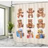 Ambesonne Cartoon Shower Curtain, Happy Teddy Bears with Funny Different Faces Nostalgic Design, Cloth Fabric Bathroom Decor Set with Hooks, 69″ W x 70″ L, Chocolate Cream