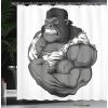 Ambesonne Cartoon Shower Curtain, Image of Big Gorilla Like as Professional Athlete Bodybuilding Gym Animal, Cloth Fabric Bathroom Decor Set with Hooks, 69″ W x 70″ L, Black White Grey