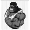 Ambesonne Cartoon Shower Curtain, Image of Big Gorilla Like as Professional Athlete Bodybuilding Gym Animal, Cloth Fabric Bathroom Decor Set with Hooks, 69″ W x 70″ L, Black White Grey
