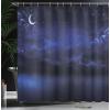 Ambesonne Cartoon Shower Curtain, Pug Dog in Bathtub Grooming Salon Service Shampoo Rubber Duck Pets in Style Image, Cloth Fabric Bathroom Decor Set with Hooks, 69″ W x 70″ L, Teal(Dark Blue and White)