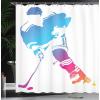 Ambesonne Cartoon Shower Curtain, Pug Dog in Bathtub Grooming Salon Service Shampoo Rubber Duck Pets in Style Image, Cloth Fabric Bathroom Decor Set with Hooks, 69″ W x 70″ L, Teal(Magenta Orange)